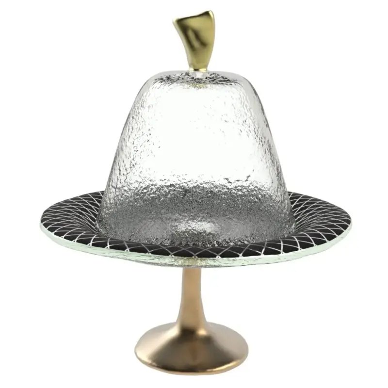 My Glass Studio Dome Plate Cover, Black - Set of 4 - Dia: 17 cm, H: 18 cm