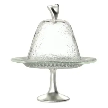 My Glass Studio Cake Stand & Dome, Grey - Set of 4 - Dia: 17 cm, H: 18 cm
