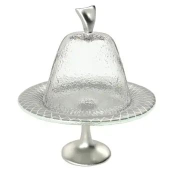 My Glass Studio Cake Stand & Dome, Grey - Set of 4 - Dia: 17 cm, H: 18 cm