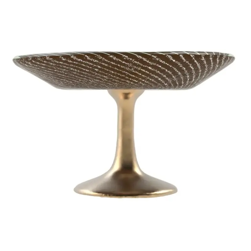 My Glass Studio Petit Fours Stand, Brown - Set of 9 - Dia: 14 cm, H: 8 cm