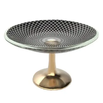 My Glass Studio Small Cake Stand, Black - Set of 9 - Dia: 14 cm, H: 8 cm