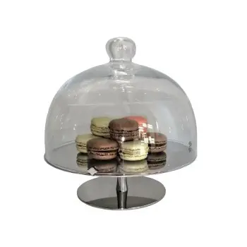 Gold Stand In Stainless Steel With Glass Dome - Dia: 28 cm H: 28 cm