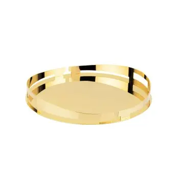 Gold Plated Round Tray - Dia: 28 cm H: 4 cm