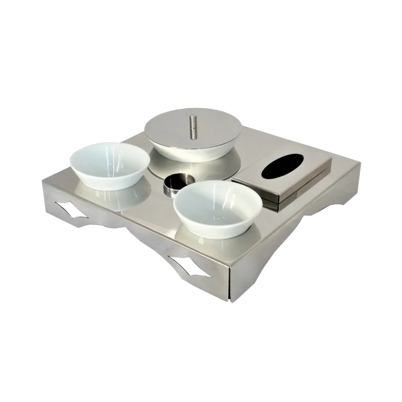 Gold Concept Tray With 1 Glass Cup - Dia: 16 cm & 2 Glass Cups - Dia: 11 cm - 35 x 35 cm H: 6 cm Gold Concept Tray With 1 Glass Cup - Dia: 16 cm & 2 Glass Cups - Dia: 11 cm - 35 x 35 cm H: 6 cm