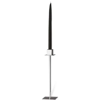 Polished Black 1 Flame Candleholder - 9 x 9 cm H: 43 cm