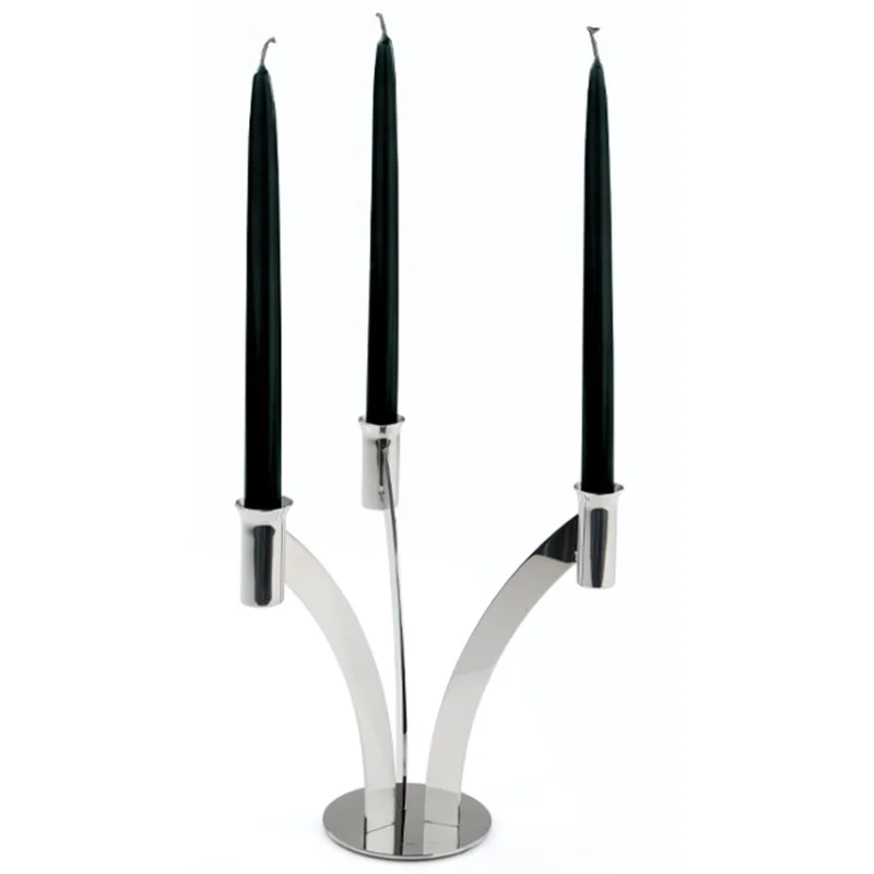 Gold Plated 3 Flame Candleholder - Dia: 25 cm H: 25 cm Gold Plated 3 Flame Candleholder - Dia: 25 cm H: 25 cm