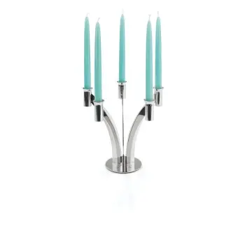 Gold Plated 5 Flame Candleholder - Dia: 28 cm H: 25 cm