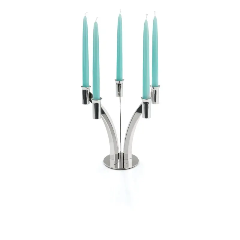 Gold Plated 5 Flame Candleholder - Dia: 28 cm H: 25 cm Gold Plated 5 Flame Candleholder - Dia: 28 cm H: 25 cm