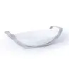 Polished Black Oval Porcelain Dish With Stainless Steel Holder - 35 X 25.5 H: 6.5 cm