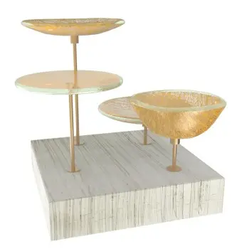 My Glass Studio Nut Bowl, Gold - Set of 4 - 21.5 x 21.5 x 19 cm