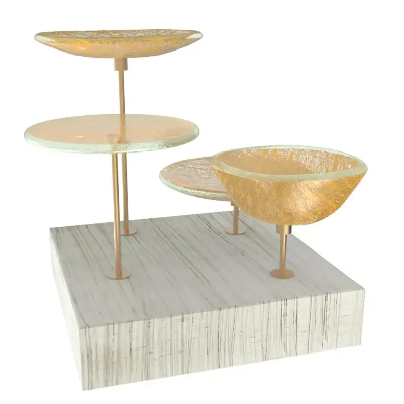 My Glass Studio Nut Bowl, Gold - Set of 4 - 21.5 x 21.5 x 19 cm