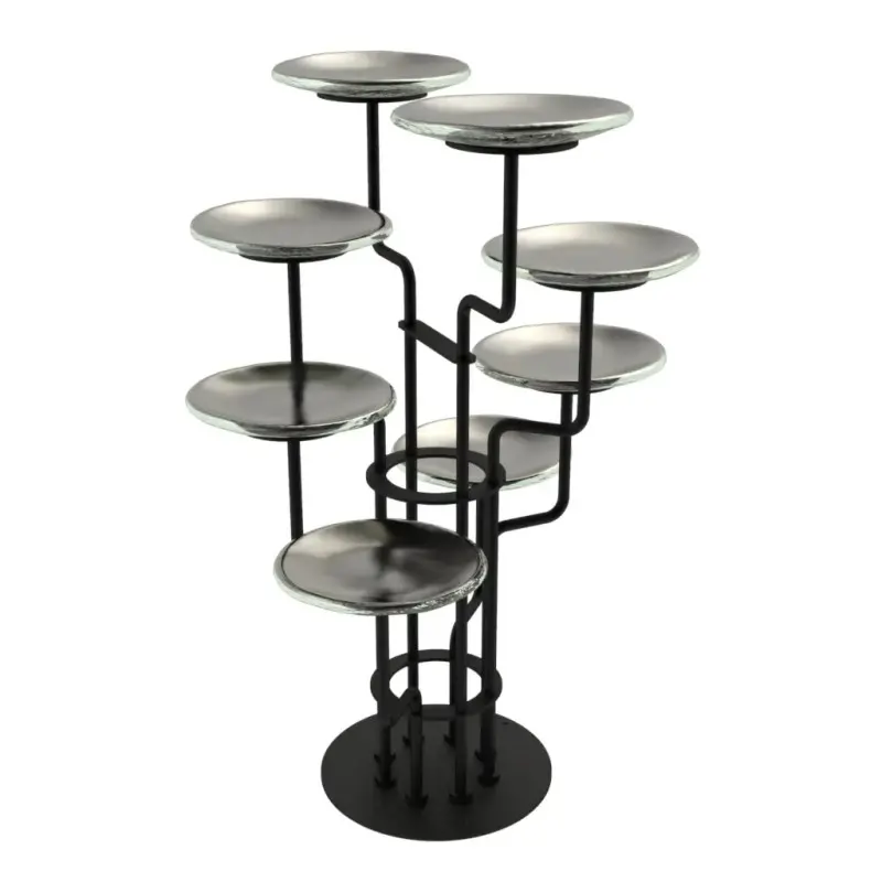 My Glass Studio Petit Fours Stand, Silver - Dia: 26 cm, H: 34 cm