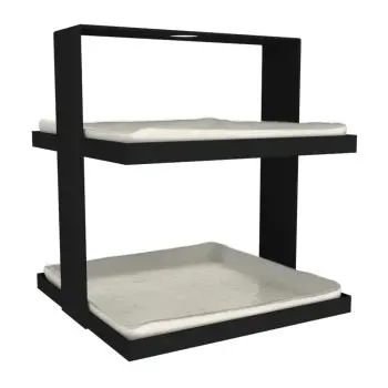 My Glass Studio 2 Tier Cake Stand, Cream - 19.0 x 19.0 x 21.0 cm