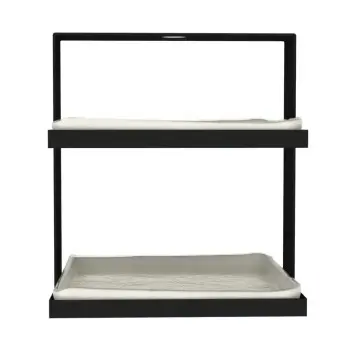 My Glass Studio 2 Tier Cake Stand, Cream - 19.0 x 19.0 x 21.0 cm
