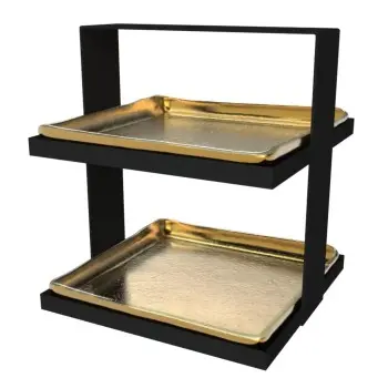 My Glass Studio 2 Tier Cake Stand, Gold - 19.0 x 19.0 x 21.0 cm