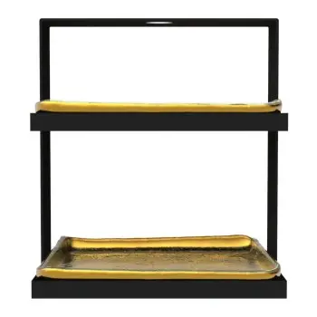 My Glass Studio 2 Tier Cake Stand, Gold - 19.0 x 19.0 x 21.0 cm