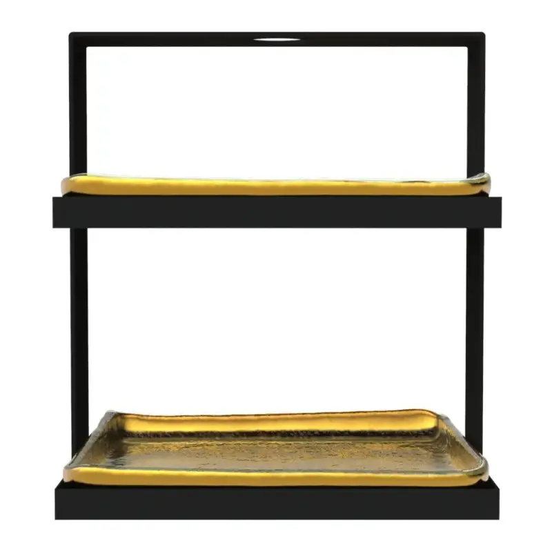 My Glass Studio 2 Tier Cake Stand, Gold - 19.0 x 19.0 x 21.0 cm My Glass Studio 2 Tier Cake Stand, Gold - 19.0 x 19.0 x 21.0 cm