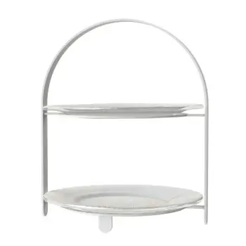 My Glass Studio 2 Tier Cake Stand, White - 27.0 x 25.5 x 32 cm