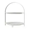 My Glass Studio 2 Tier Cake Stand, White - 27.0 x 25.5 x 32 cm