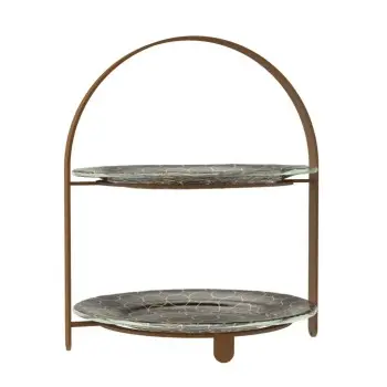 My Glass Studio 2 Tier Cake Stand, Black - 27.0 x 25.5 x 32 cm