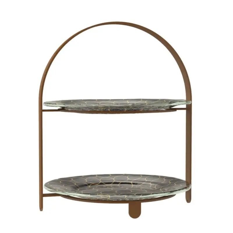 My Glass Studio 2 Tier Cake Stand, Black - 27.0 x 25.5 x 32 cm