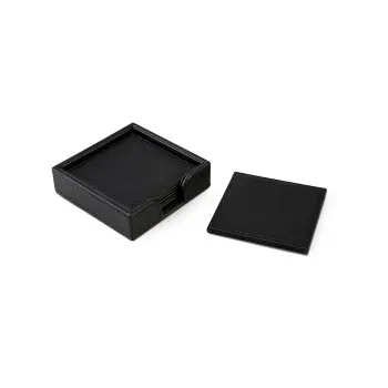 Madrid Collection Coaster Black Set Of 4 - 4.5 in L x 4.5 in W x 1.4 in