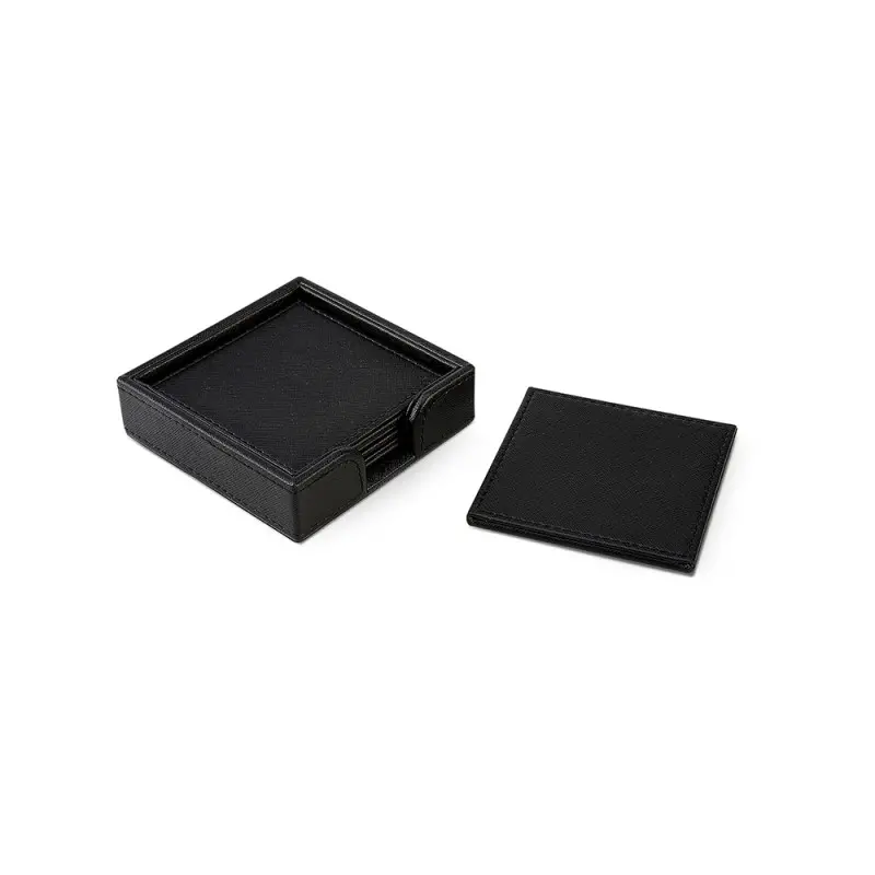 Madrid Collection Coaster Black Set Of 4 - 4.5 in L x 4.5 in W x 1.4 in