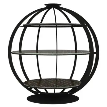 My Glass Studio Tea Stand, Black - Set of 2 - Dia: 39 cm, H: 42 cm