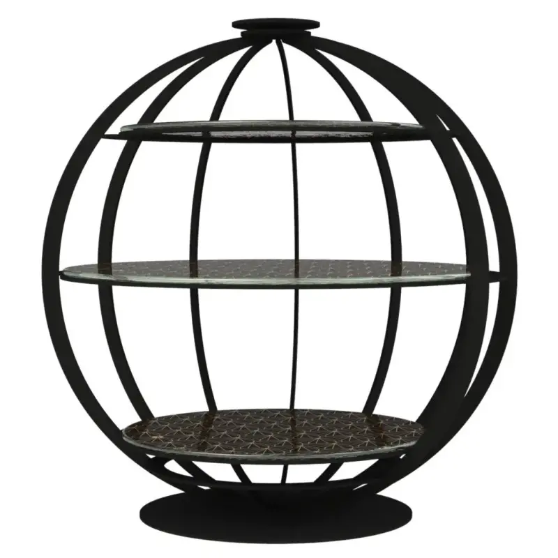 My Glass Studio Tea Stand, Black - Set of 2 - Dia: 39 cm, H: 42 cm