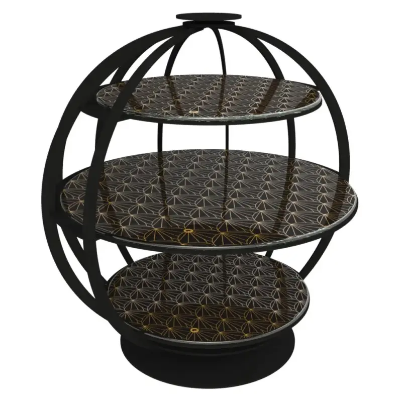 My Glass Studio Tea Stand, Black - Set of 2 - Dia: 39 cm, H: 42 cm