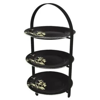 My Glass Studio Tea Stand, Black - Set of 2 - 27.0 x 25.6 x 45.9 cm