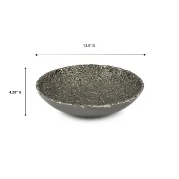 Jerome Collection Large Bowl Charcoal - 13.5 in Dia x 4.25 in H