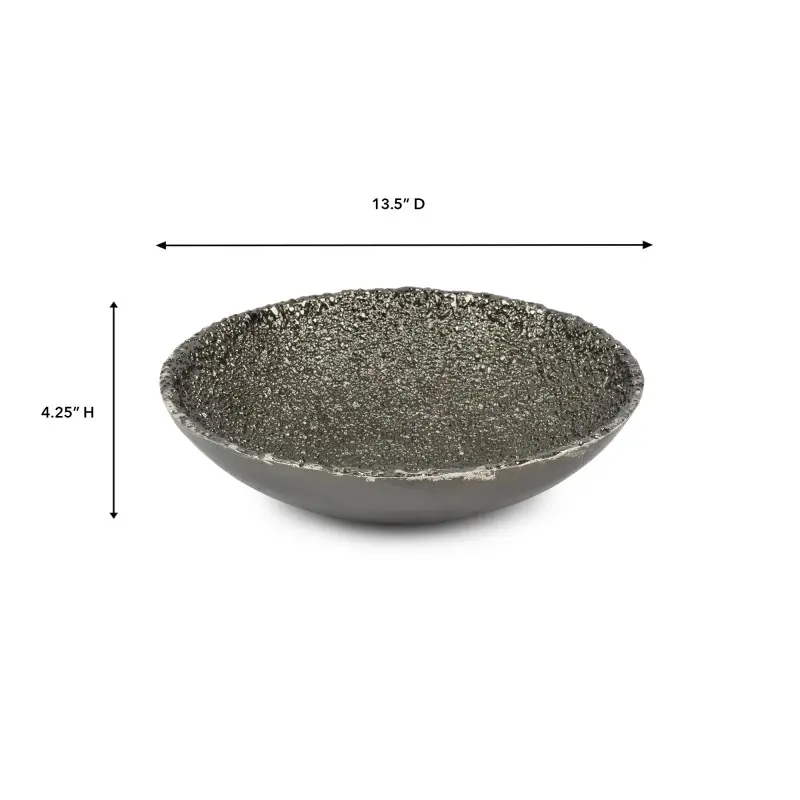 Jerome Collection Large Bowl Charcoal - 13.5 in Dia x 4.25 in H
