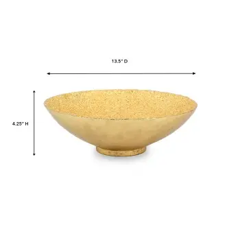 Jerome Collection Large Bowl Gold - 13.5 in Dia x 4.25 in H
