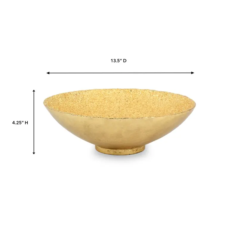 Jerome Collection Large Bowl Gold - 13.5 in Dia x 4.25 in H