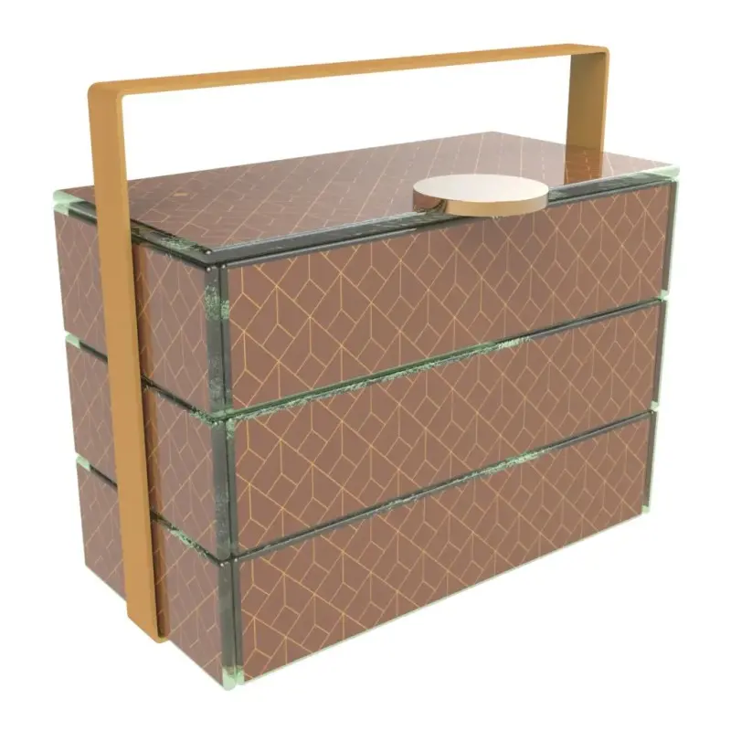 My Glass Studio Bento Box, Brown - Set of 2 - 22.8 x 13.0 x 20 cm