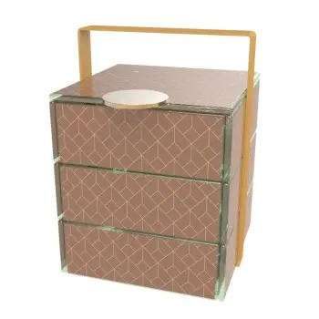 My Glass Studio Bento Box, Brown - Set of 2 - 14.4 x 16.2 x 20 cm