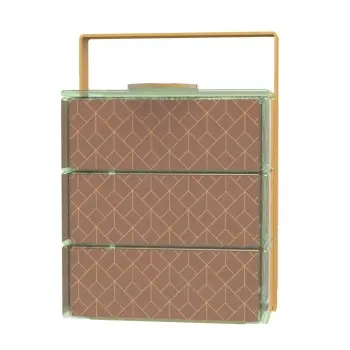 My Glass Studio Bento Box, Brown - Set of 2 - 14.4 x 16.2 x 20 cm