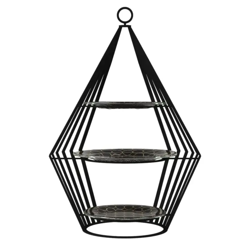 My Glass Studio Tea Stand, Black - Set of 2 - 37.0 x 27.0 x 55 cm