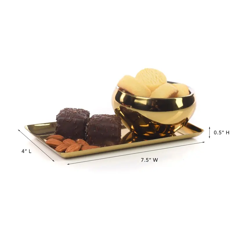Genova Collection Snack Tray Gold - 7.5 in L x 4 in W x 0.5 in H Genova Collection Snack Tray Gold - 7.5 in L x 4 in W x 0.5 in H