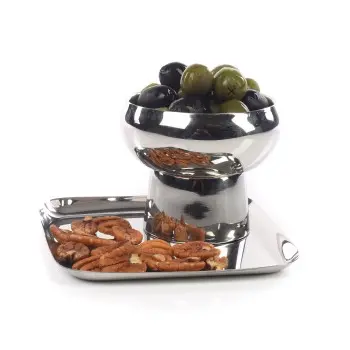 Genova Collection Footed Snack Bowl Silver - 5.5 in Dia x 3.25 in H