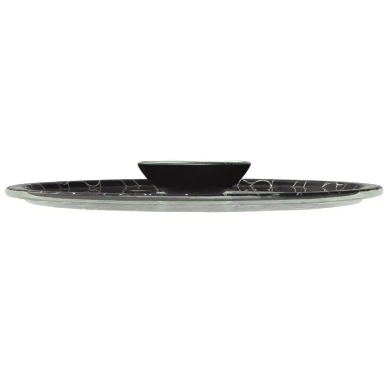 My Glass Studio Appetizer Server, Black - Set of 6 - Dia: 39 cm, H: 4 cm