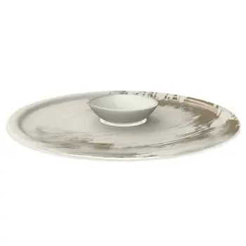 My Glass Studio Appetizer Server, Cream - Set of 6 - Dia: 39 cm, H: 4 cm