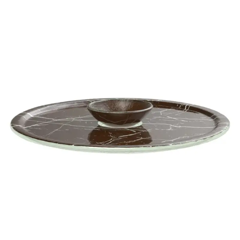 My Glass Studio Appetizer Server, Brown - Set of 6 - Dia: 39 cm, H: 4 cm My Glass Studio Appetizer Server, Brown - Set of 6 - Dia: 39 cm, H: 4 cm