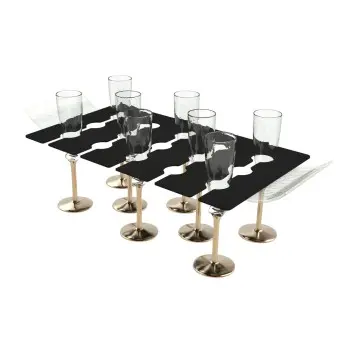My Glass Studio Canape Tray, Black - Set of 4 - 69.0 x 30.0 x 4 cm