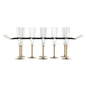 My Glass Studio Canape Tray, Black - Set of 4 - 69.0 x 30.0 x 4 cm