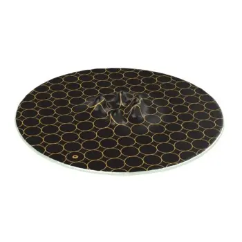 My Glass Studio Canape Tray, Black - Set of 6 - Dia: 42 cm, H: 4 cm