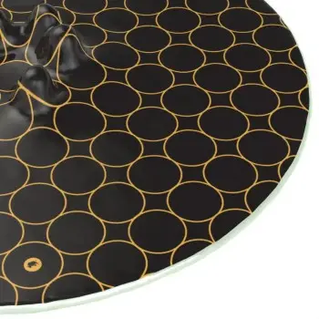 My Glass Studio Canape Tray, Black - Set of 6 - Dia: 42 cm, H: 4 cm