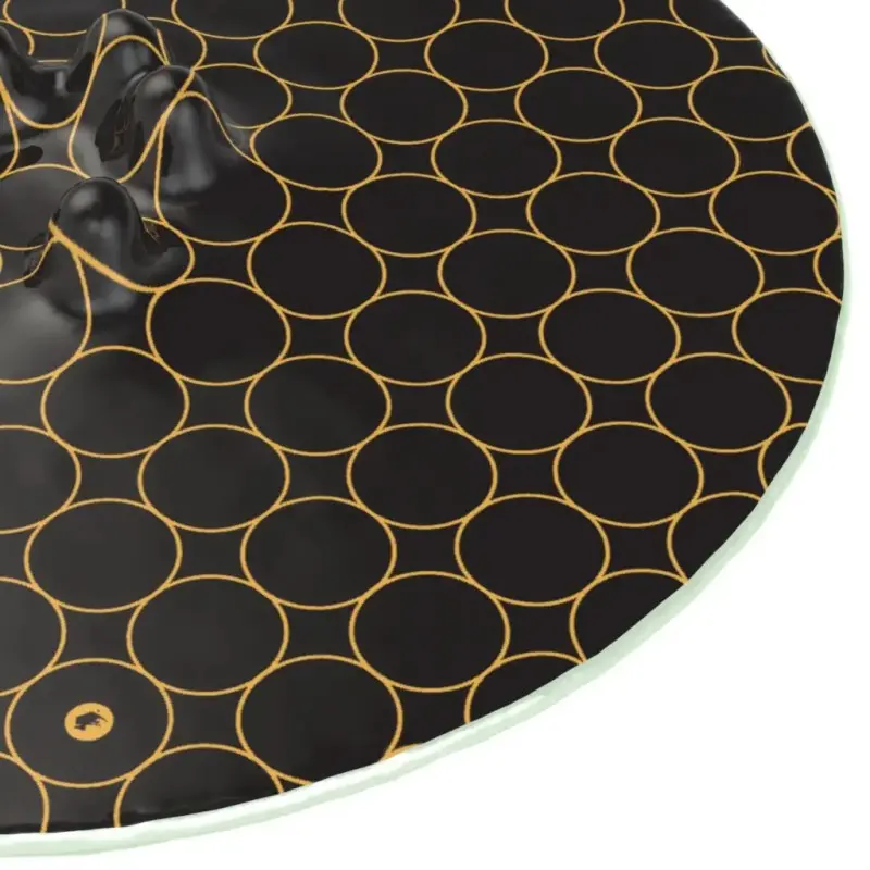 My Glass Studio Canape Tray, Black - Set of 6 - Dia: 42 cm, H: 4 cm