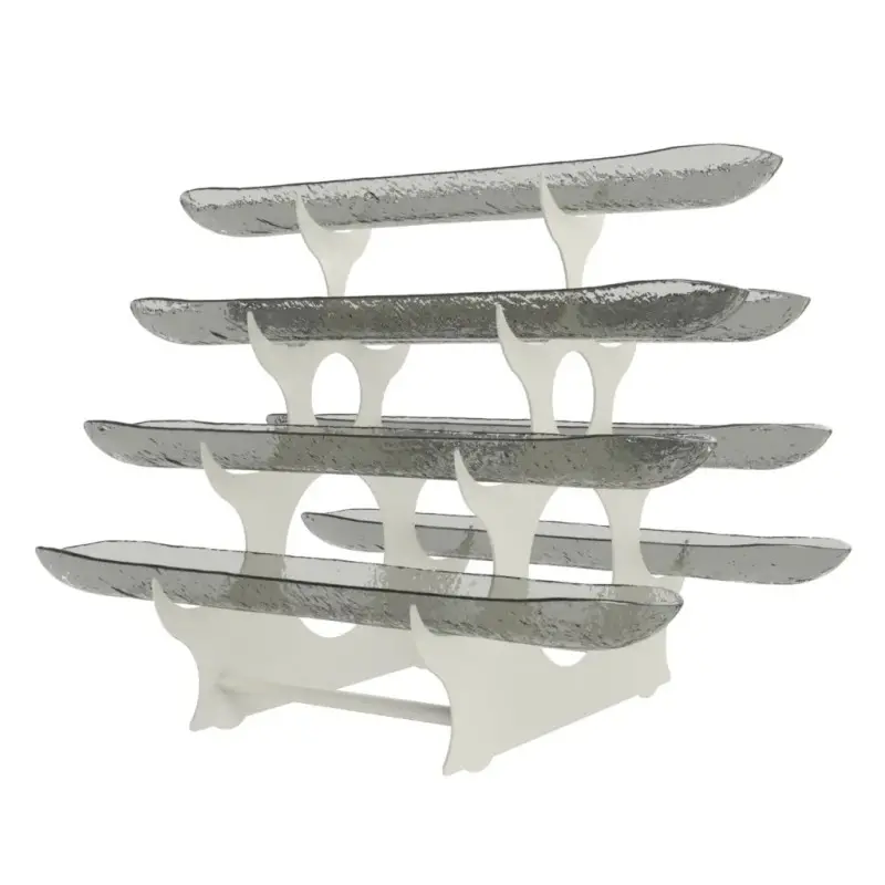 My Glass Studio Serving Bowl & Stand, Grey - Set of 2 - 65.0 x 48.0 x 47 cm